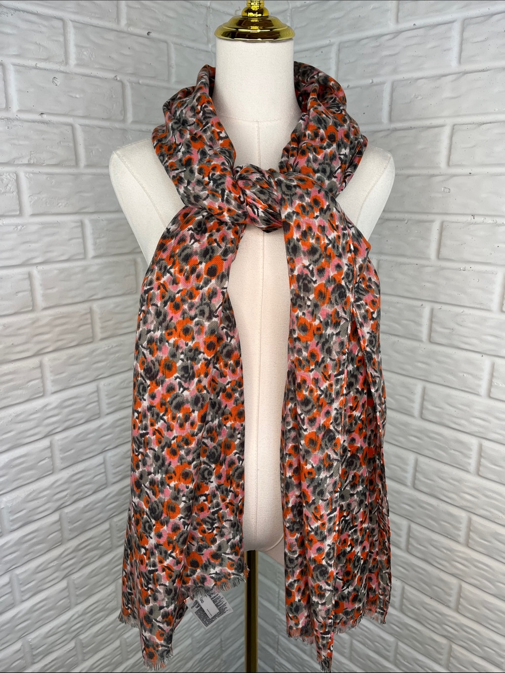 GAP Floral Scarf Large 31x80 NEW orange gray pink